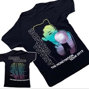 Ariana Grande 2015 The Honeymoon Tour Concert T-Shirt Double Sided with Cities